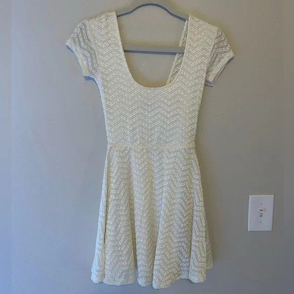 Urban Outfitters | Dresses | Urban Outfitters Cream Skater Dress Sparkle  And Fade Brand | Poshmark